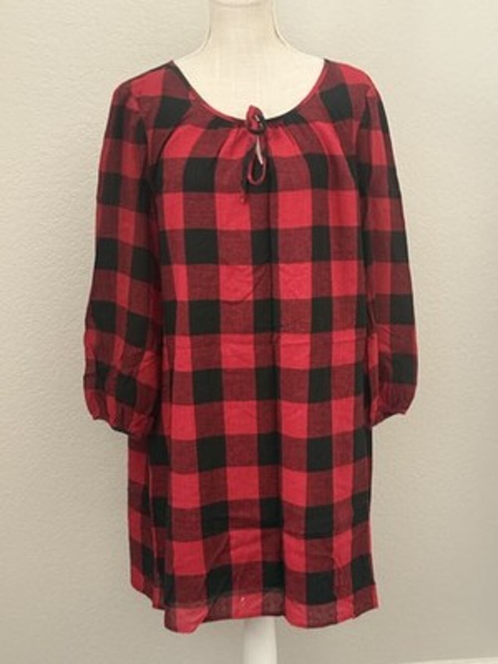 Madewell Womens Shift Dress Red Buffalo Plaid Wool Blend Holiday Workwear L